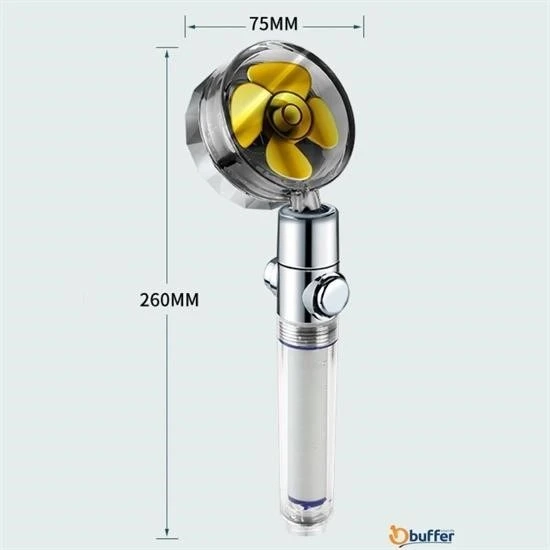 By Nevser® Turbo Pervaneli ve Filtreli Su Tasarruflu 360 Derece Dönebilen Tazyikli Duş Başlığı - 4