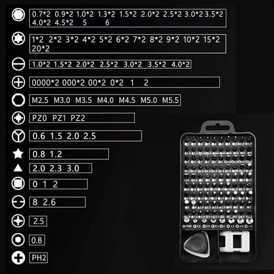 By Nevser® 115 in 1 Hassas Tornavida Onarım Alet Manyetik Sürücü Kitli Elektronik Hassas Tornavida Seti - Resim 3