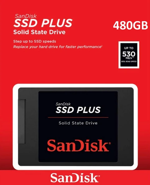 Sandisk SSD Plus 480GB 530MB-445MB/s Sata 3 2.5" SSD (SDSSDA-480G-G26)