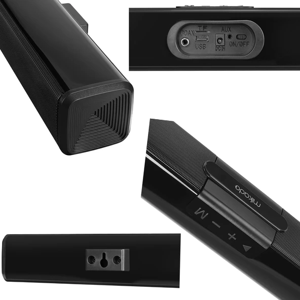 MIKADO MD-SB101 SİYAH 10WX2 12V/1.5A BT USB AUX TF KARTLI EV SİNEMA SOUNDBAR HOPARLÖR - 3