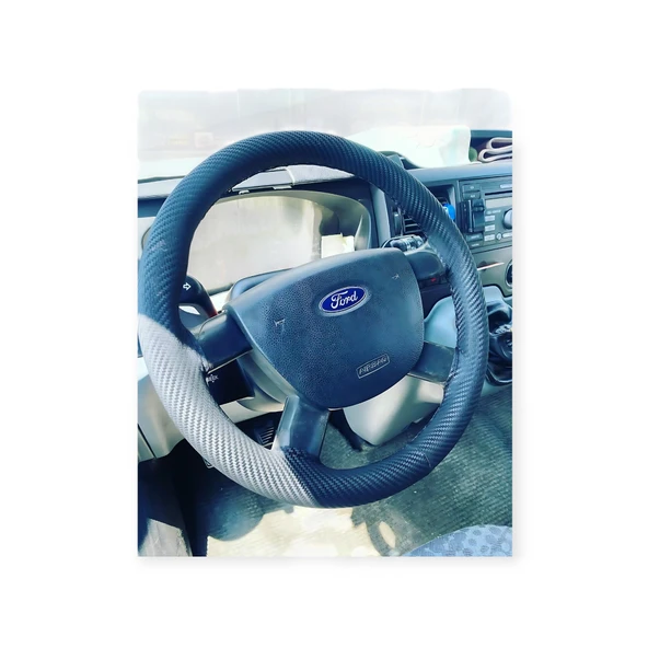 DİKİŞLİ DİREKSİYON KILIFI KARBON DERİ SİYAH DİKİŞLİ FORD TRANSİT İÇİN - Resim 2
