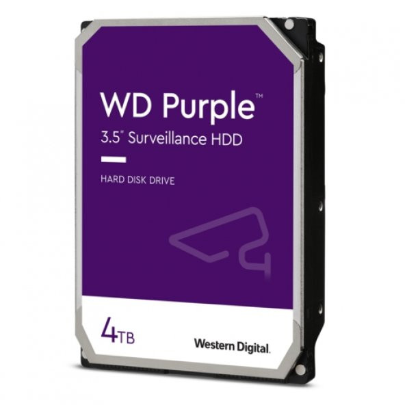 WD PURPLE 3,5 4TB 64MB 5400RPM WD40PURZ Surveillance, SATA 3, 7/24, RAID, Güvenlik Disk