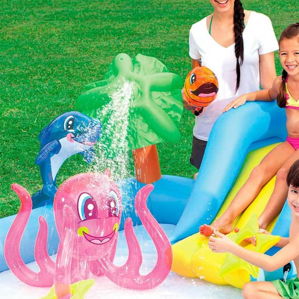 239*206*86 Cm Şişme Kaydıraklı Su Parklı Oyun Havuzu - 3