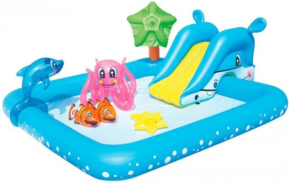 239*206*86 Cm Şişme Kaydıraklı Su Parklı Oyun Havuzu - 4