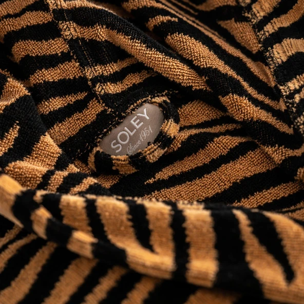 Soley | Tiger | %100 Pamuk Kadife Kadın / Erkek (Unisex) Bornoz - 10