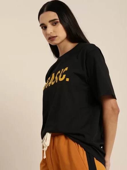 Baskılı Kadın T-shirt - Siyah - 2