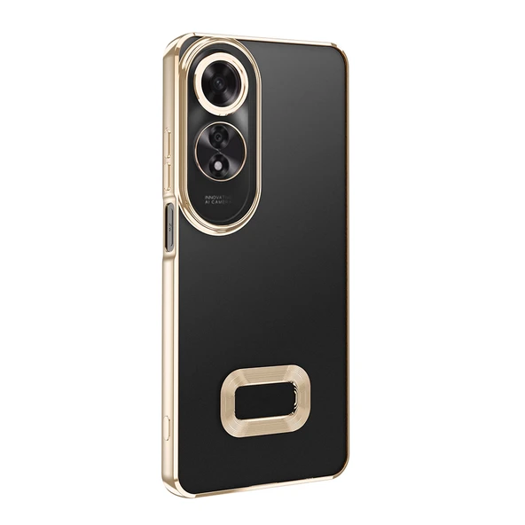 Oppo A60  Kılıf Logo Gösteren Parlak Kenarlı Kamera Lens Korumalı Şeffaf Omega Silikon Kapak - Resim 4