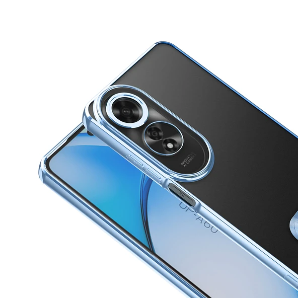 Oppo A60  Kılıf Logo Gösteren Parlak Kenarlı Kamera Lens Korumalı Şeffaf Omega Silikon Kapak - Resim 10