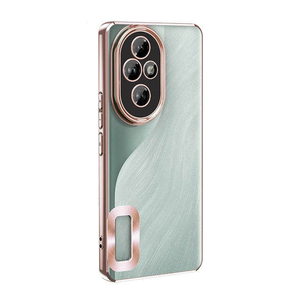 Honor 200 Pro  Kılıf Logo Gösteren Parlak Kenarlı Kamera Lens Korumalı Şeffaf Omega Silikon Kapak - Resim 4