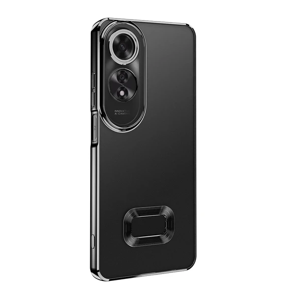 Oppo A60  Kılıf Logo Gösteren Parlak Kenarlı Kamera Lens Korumalı Şeffaf Omega Silikon Kapak - Resim 7