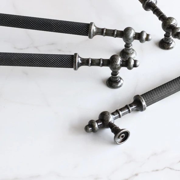 Mobilya Mutfak Çekmece Dolap Dolabı Kulpu Kulbu Kulpları Eskitme Antik Gümüş Metal 160 mm - Resim 5