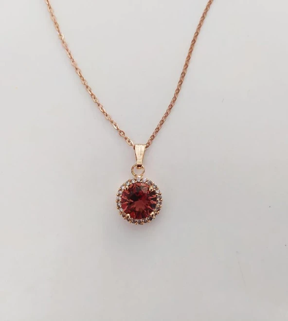 Sultanit (Zultanit) Rose Gold Renk Bukalemun Zirkon Doğal Taşlı Kolye - 3