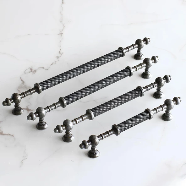 Mobilya Mutfak Çekmece Dolap Dolabı Kulpu Kulbu Kulpları Eskitme Antik Gümüş Metal 160 mm - Resim 3