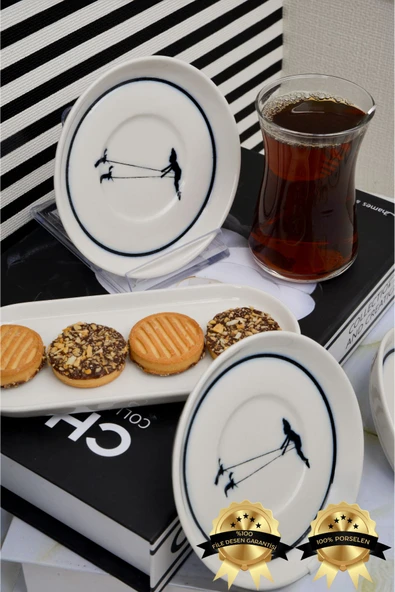 Farika Porselen Düğüm 6'lı Porselen Çay Tabağı Seti