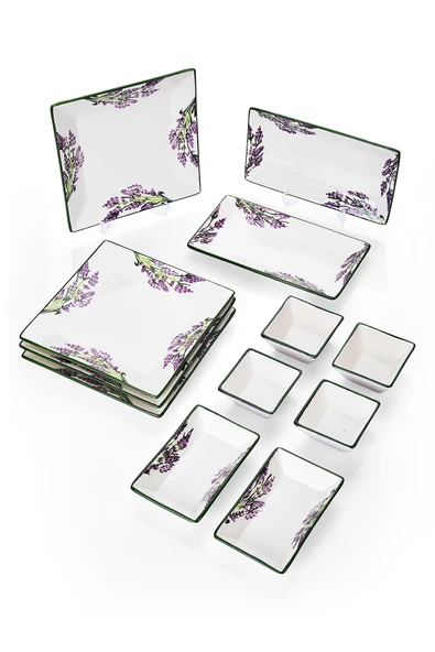 Piatti Naturali 12 Parça 4 Kişilik Lavanta Kahvaltı Takımı Handmade Kahvaltılık Sunum Seti Servis Tabakları - 3