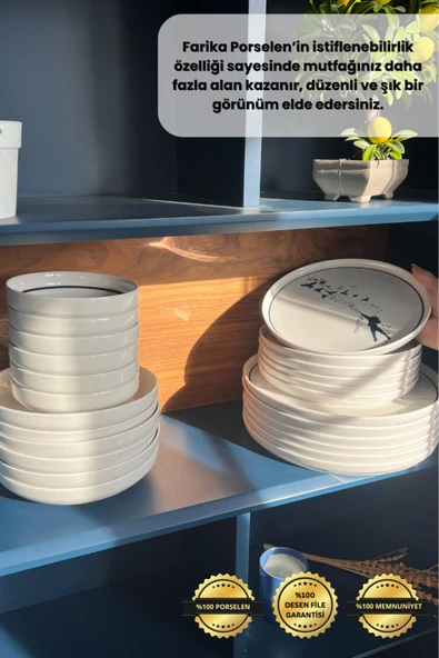 Farika Porselen Düğüm 18 Parça 6 Kişilik Porselen Yemek Takımı - 3