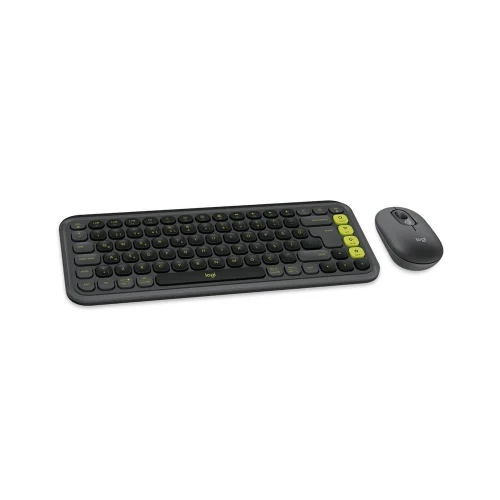 LOGITECH POP ICON COMBO, Siyah-Yesil, 920-013075, Kablosuz, Türkçe Q, Klavye Mouse Set - 2