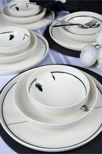 Farika Porselen Düğüm 18 Parça 6 Kişilik Porselen Yemek Takımı - 2