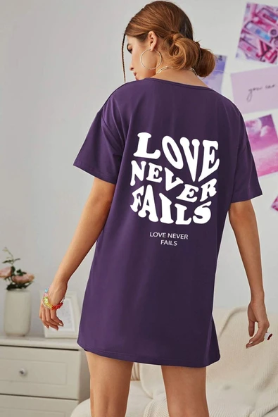 Unisex Love Never Fails Baskılı T-shirt - 5