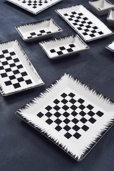 Piatti Naturali 12 Parça 4 Kişilik Dama Kahvaltı Takımı Handmade Kahvaltılık Sunum Seti Servis Tabakları - 2