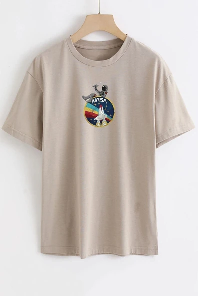 Unisex Nasa Baskılı T-shirt