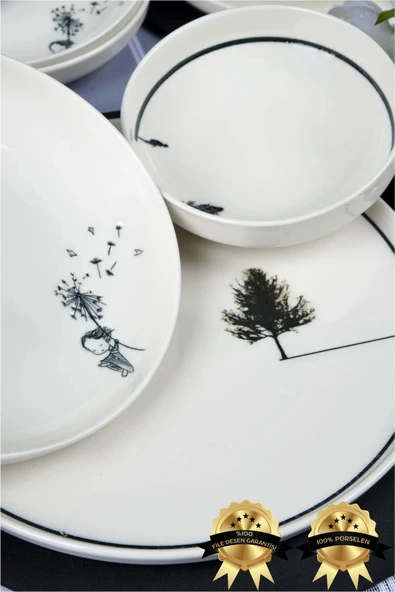 Farika Porselen Düğüm 18 Parça 6 Kişilik Porselen Yemek Takımı