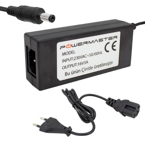 Powermaster PM-14311 16 Volt - 3 Amper 5.5*2.5 Mm Uçlu Plastik Kasa Santral Adaptörü (Masaüstü)