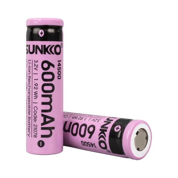 Sunkko IFR 3.2 Volt 600 Mah 14500 Şarj Edilebilir Pil (Tekli)