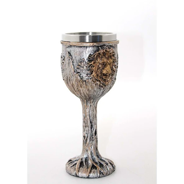 Paslanmaz Çelik Aslan Büstü Kadeh Bardak - 2