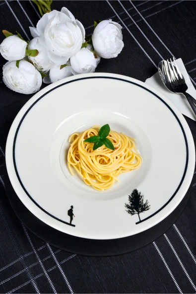 Farika Porselen Düğüm 28cm Porselen Makarna Tabağı - 3