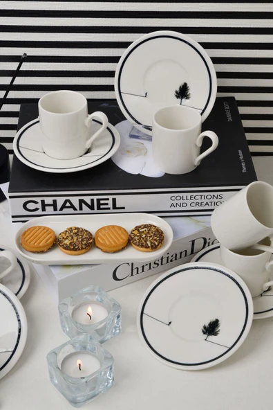 Farika Porselen Düğüm 12 Parça 6 Kişilik Porselen Kahve Fincanı Takımı - 2