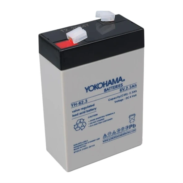 Yokohama YH-62.3 6 Volt - 2.3 Amper Akü (90x43x38 mm)