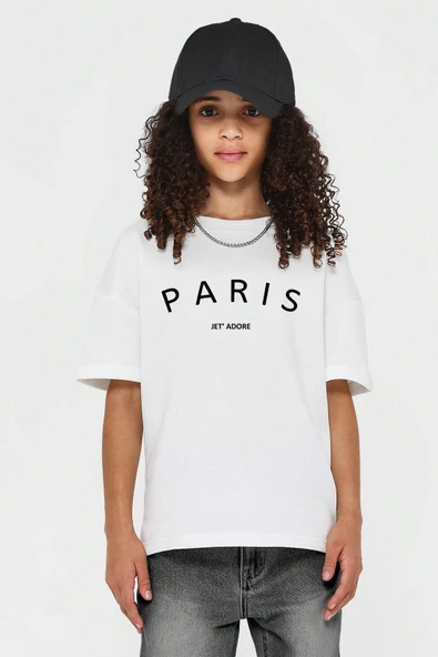 Çocuk Paris Baskılı Pamuklu Tshirt ürün görseli 1