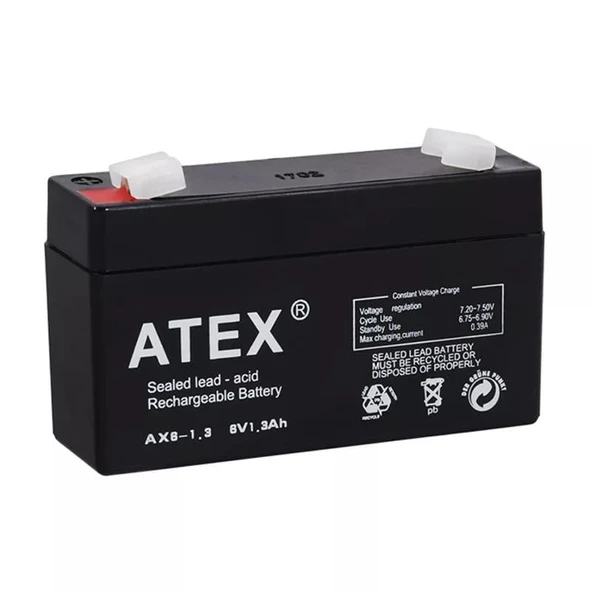 Atex 6 Volt 1.3 AH Kuru Akü AX6-1.3