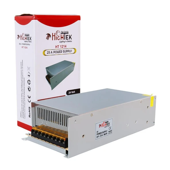 Hightek HT1214 24 Volt - 25 Amper - 600 Watt Metal Kasa Adaptör