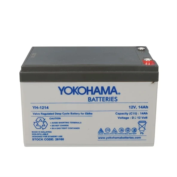 Yokohama YH-121.4 12 Volt - 14 Amper Elektrikli Bisiklet Aküsü (150x95x98 mm)