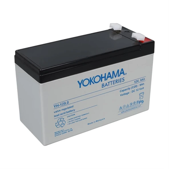 Yokohama YH-129.0 12 Volt - 9 Amper Akü (150x65x90 mm)