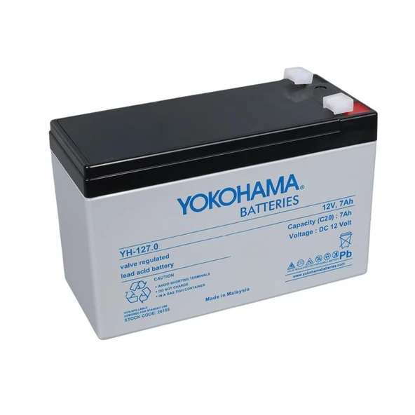 Yokohama YH-127.0 12 Volt 7 Amper Akü (150x65x90 mm)