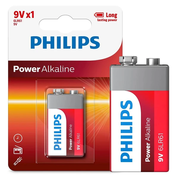 Philips 6LR61-P1B 9 Volt Power Alkalin Pil (Tekli)