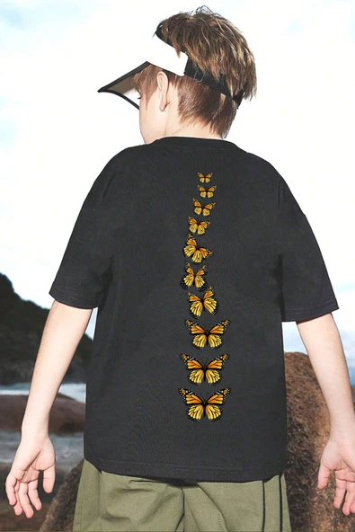Çocuk Kral Kelebek Baskılı Pamuklu Tshirt - Resim 2