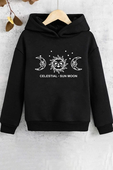 Çocuk Celestial Sun Moon Baskılı Sweatshirt