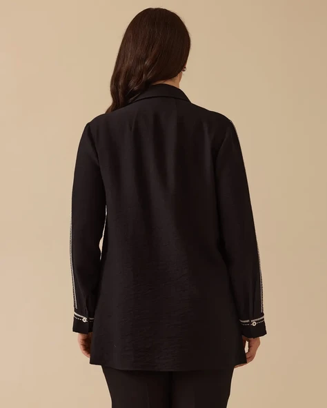 Gala-xi Kadın Büyük Beden Uzun Kollu Gömlek 10002511514009 - 3