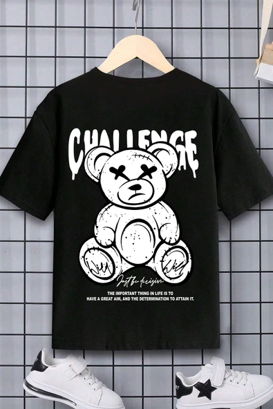 Çocuk Challange Baskılı Pamuklu Tshirt - Resim 3