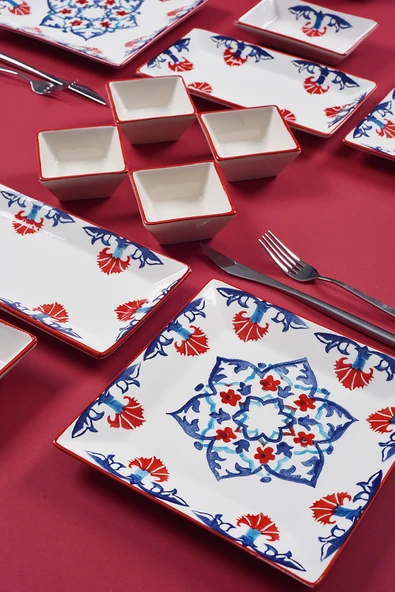 Piatti Naturali 12 Parça 4 Kişilik Çini Kahvaltı Takımı Handmade Kahvaltılık Sunum Seti Servis Tabakları - 2