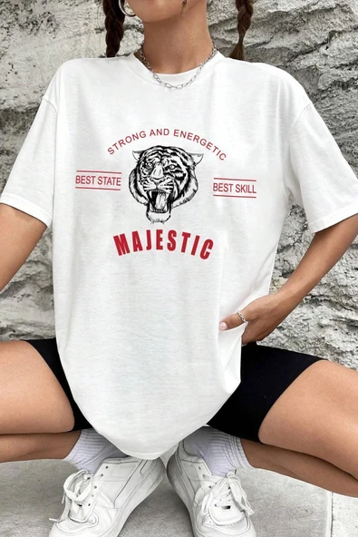Unisex Majestic Baskılı Oversize T-shirt garalio - 3