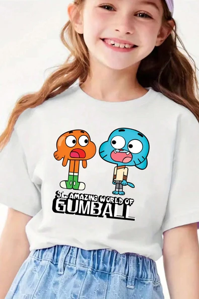 Çocuk Gumball Baskılı Pamuklu Tshirt - 1