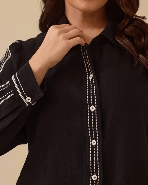 Gala-xi Kadın Büyük Beden Uzun Kollu Gömlek 10002511514009 - 2