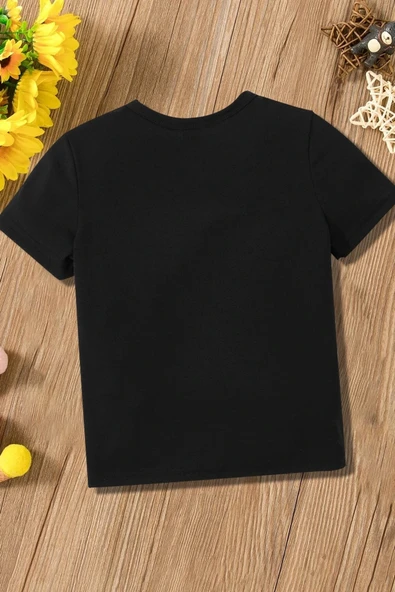 Çocuk Minnoş Kedi Baskılı Pamuklu Tshirt - Resim 2