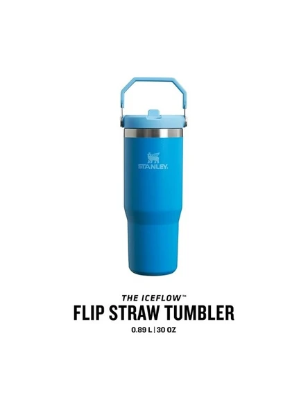 The IceFlow Flip Straw Pipetli Termos Bardak 0,89 LT Mavi