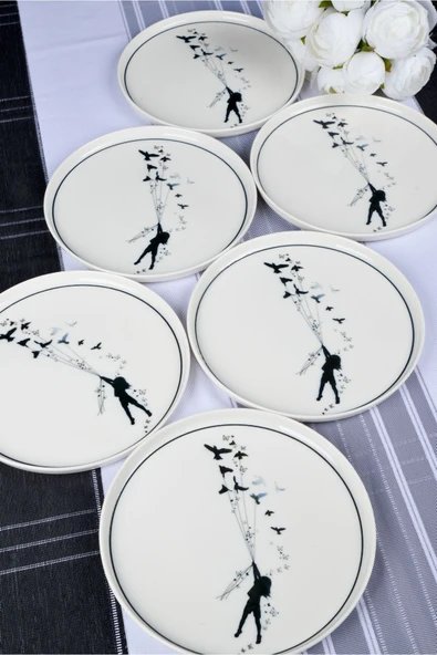 Farika Porselen Düğüm 6'lı Porselen Pasta Tabağı Seti - 2